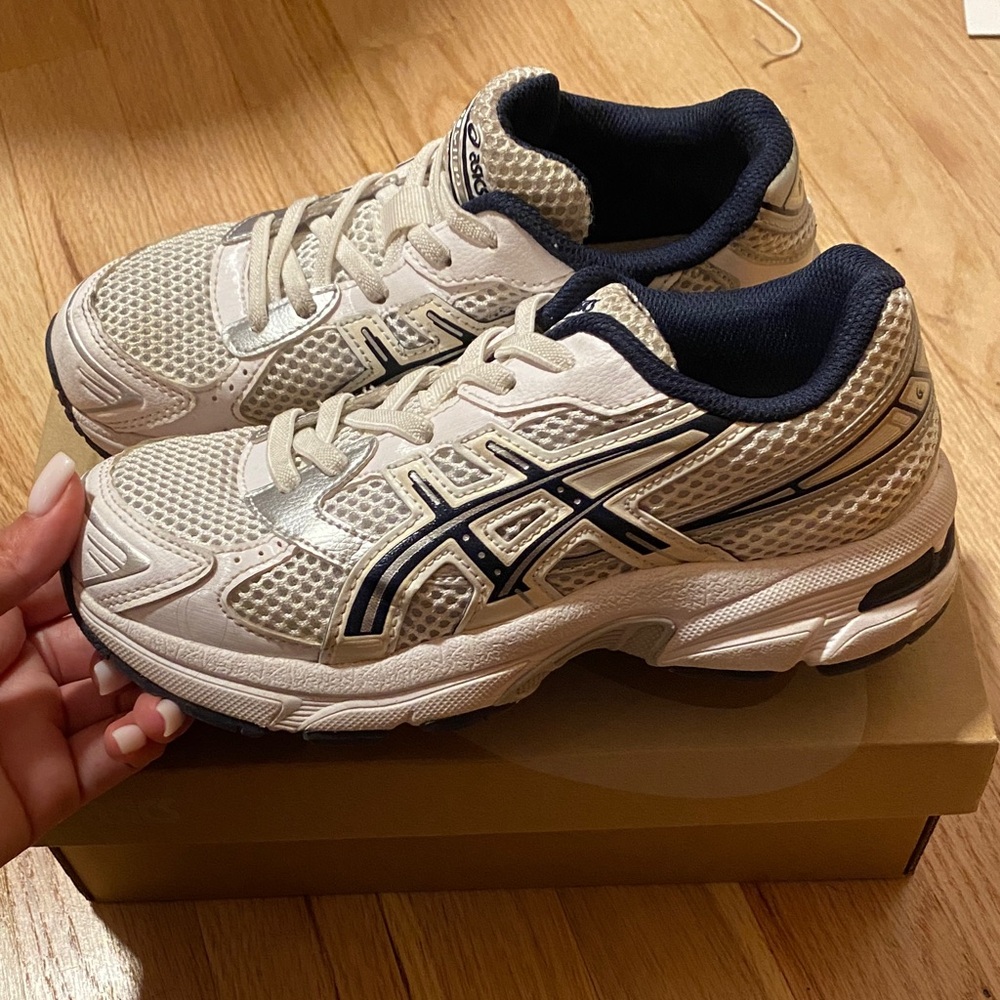 Asics Cream and Navy Running Shoes